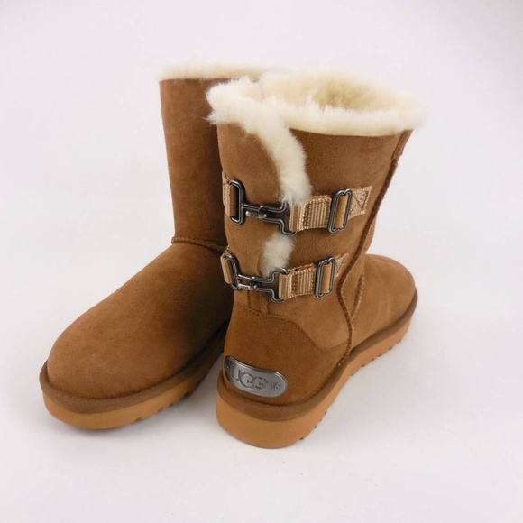 ugg boots with gold metal label